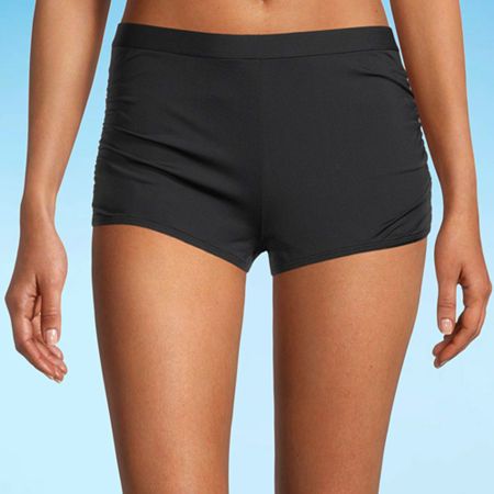 When you're after a little more coverage poolside, pull on these chic women's high-waist swim shorts from Mynah. Crafted from smooth stretch-knit, this lined short swimsuit bottom has a comfy elastic-waist and a flattering fit. Style it with your favorite tankini, rash guard, or bikini top.Features: Stretch Fabric, Lined, EssentialsClosure Type: Full ElasticSwimwear Coverage: FullFiber Content: 88% Nylon, 12% SpandexFabric Description: KnitLining Material: PolyesterCare: Hand WashCountry of Orig Short Women Outfits, Short Swimsuit, Black Swim Shorts, Tankini With Shorts, Bathing Suit Shorts, Swim Shorts Women, Swimsuit With Shorts, Tankini Swimsuits For Women, Black Bathing Suits