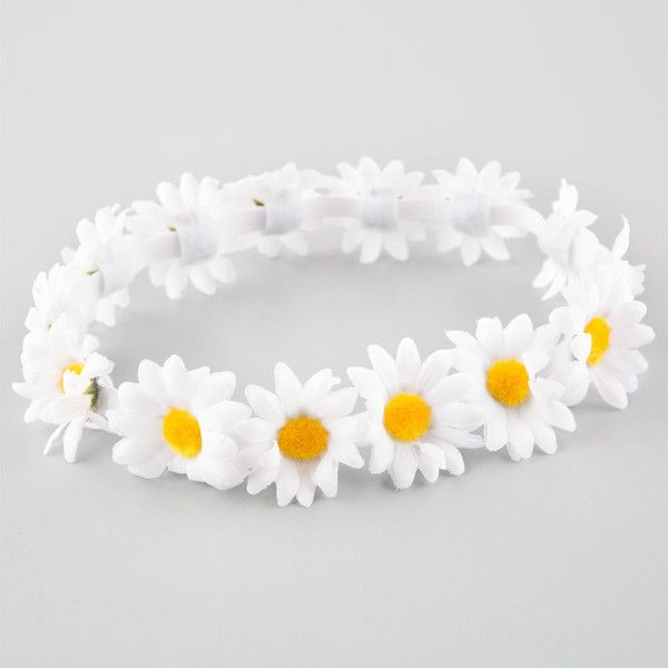 Full Tilt Daisy Flower Crown (€5,34) ❤ liked on Polyvore featuring accessories, hair accessories, hair, flower crown, hats, white, floral crown headband, floral garland, flower garland e headband hair accessories Hair Flower Crown, Daisy Flower Crown, Daisy Crown, White Hair Accessory, White Flower Crown, Daisy Headband, White Garland, Flower Crown Headband, Head Wrap Headband