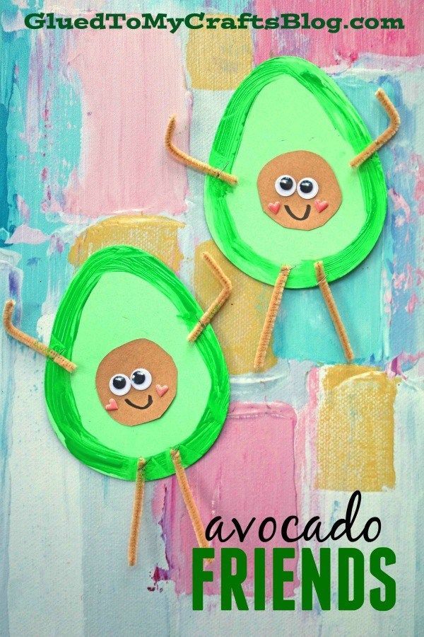 two paper plate crafts with the words avocado friends on them