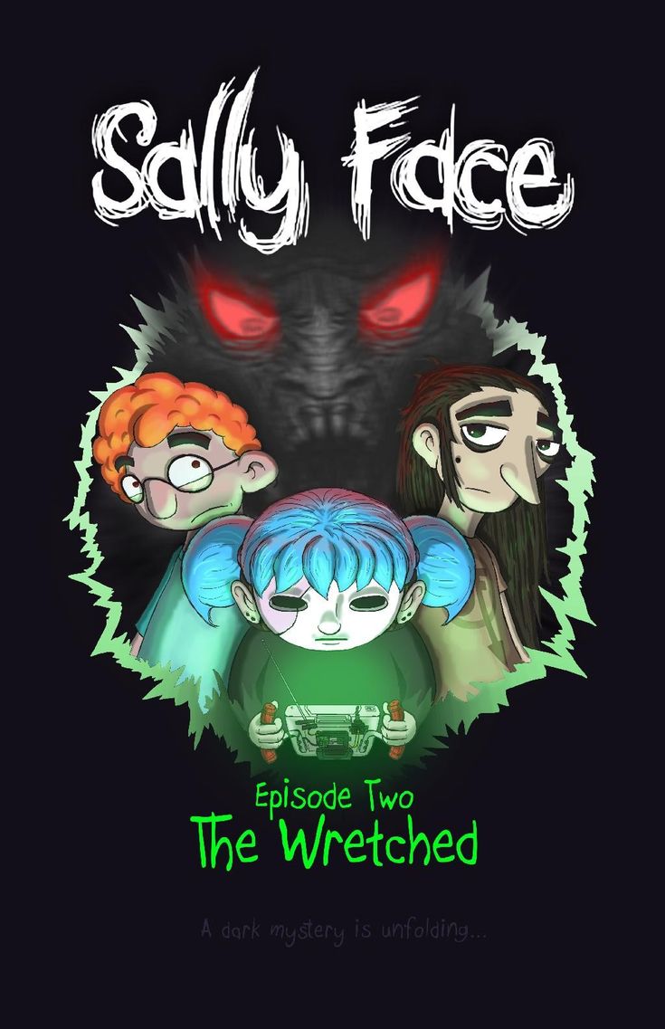 an image of two children and a black cat with red eyes, the title says salty face episode two the wretched