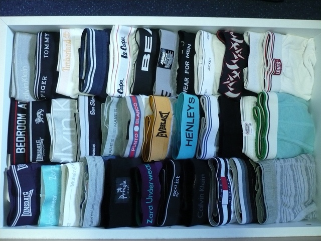 undies drawer organisation Underware Drawer Organization, Men’s Drawer Organization, Mens Drawer Organization, Boxer Organization, Organized Closet Men, How To Fold Underware Drawer Men, Underware Man Outfit, Under Wear Storage Box, Organized Drawers Clothes