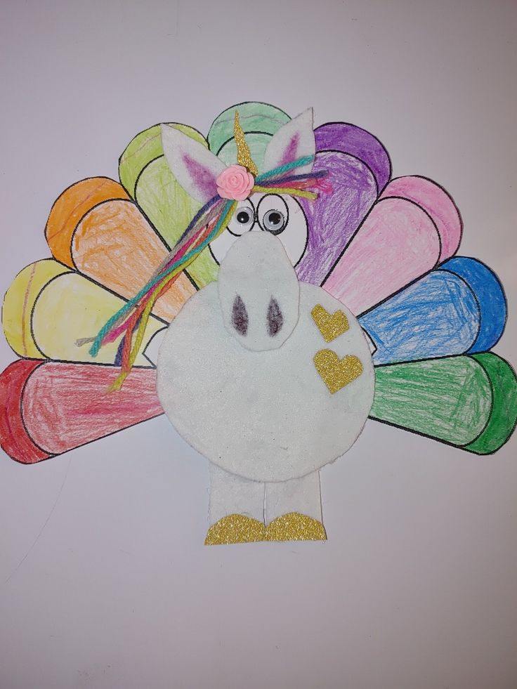 a drawing of a turkey made with colored crayons