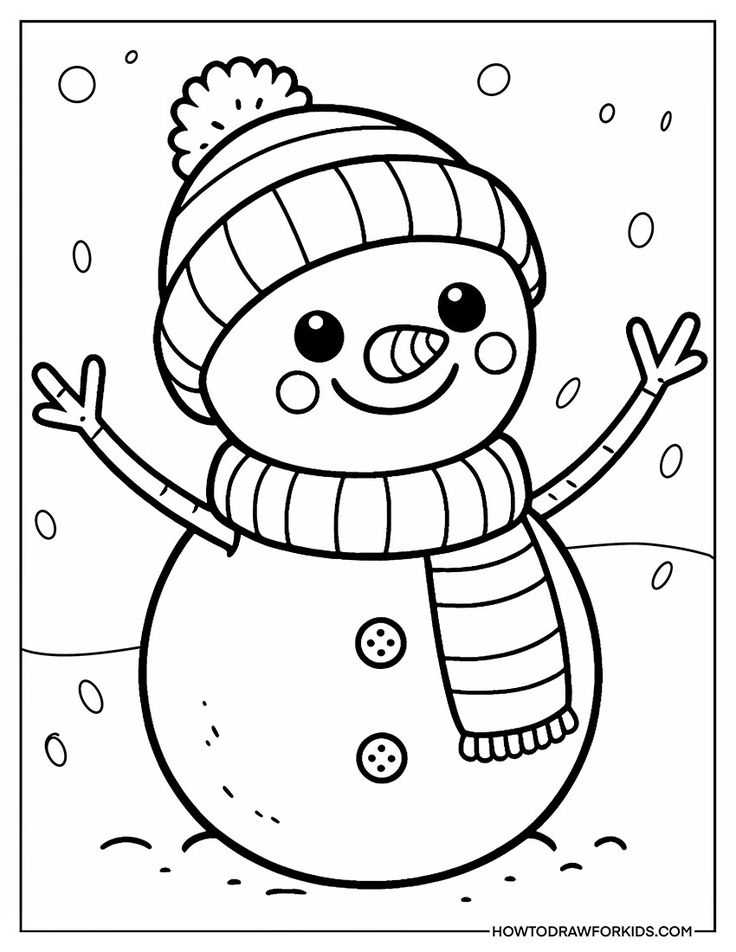 a snowman with a hat and scarf on