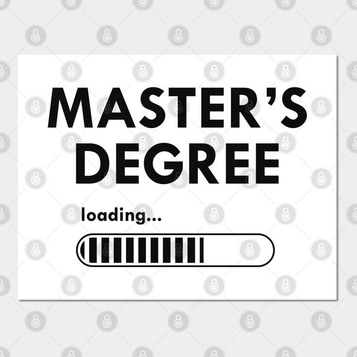 a sign that says master's degree loading with the words, and an arrow pointing to