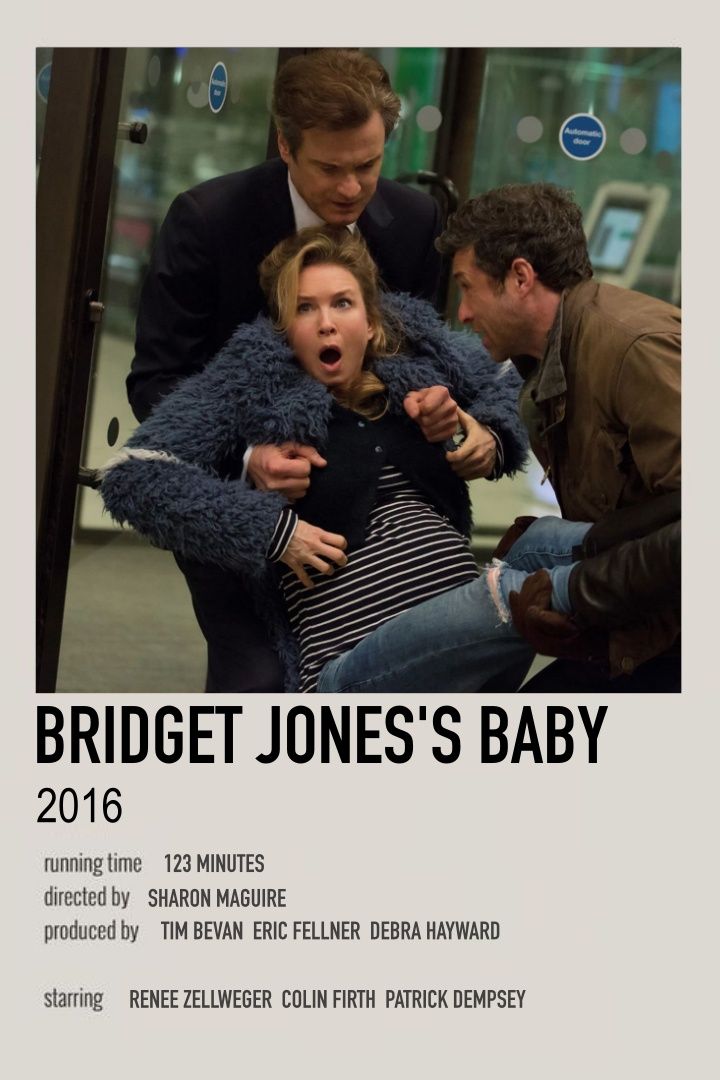 a movie poster for the film bridget jones's baby with two men and a woman