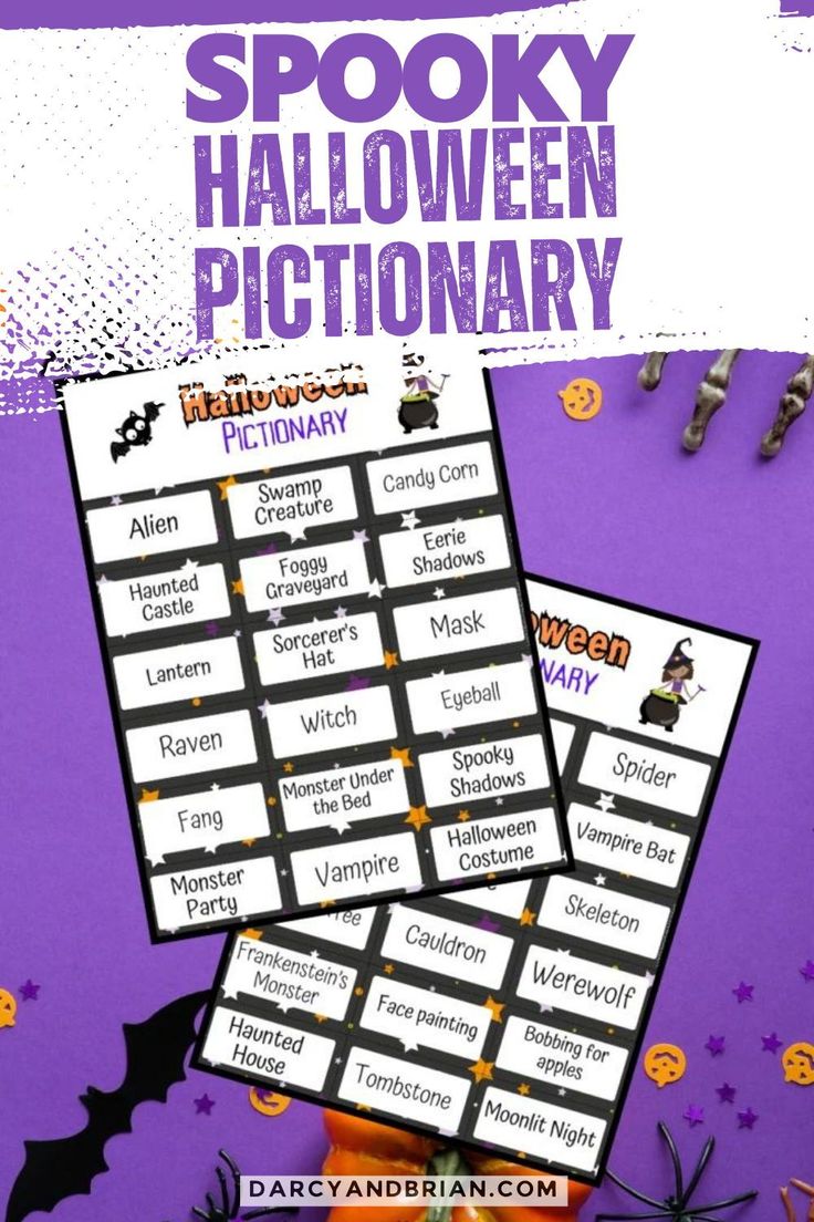 halloween printables for the spooky halloween fictionary with text overlay