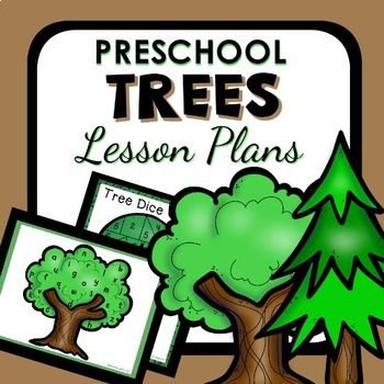 a tree with two pictures on it and the words preschool trees lesson plans