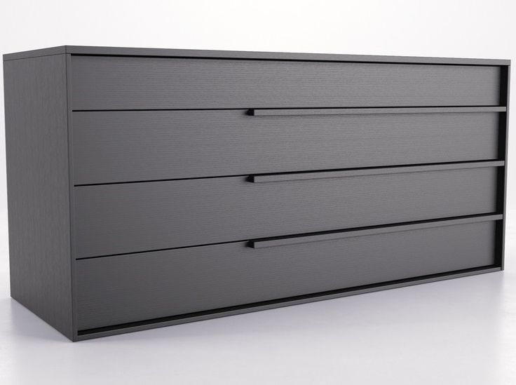 a black dresser with five drawers on it