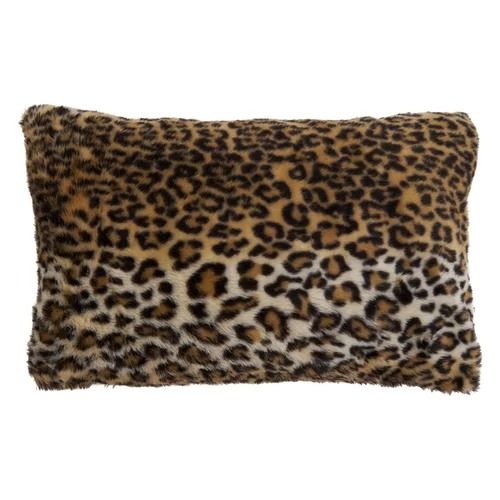 a leopard print pillow on a white background