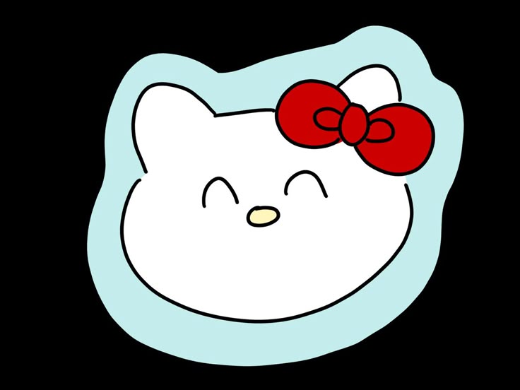 a white cat with a red bow on its head is sitting in front of a black background