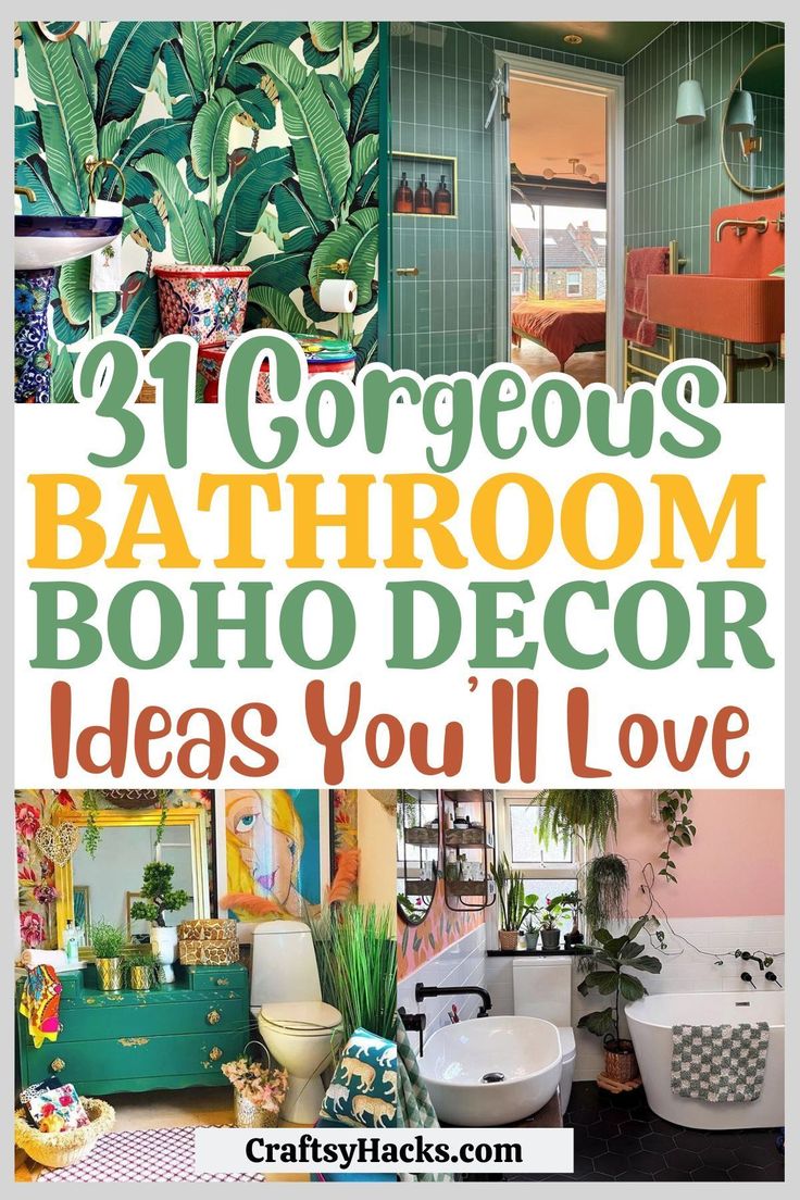 bathroom decor ideas you'll love with text overlaying the top and bottom