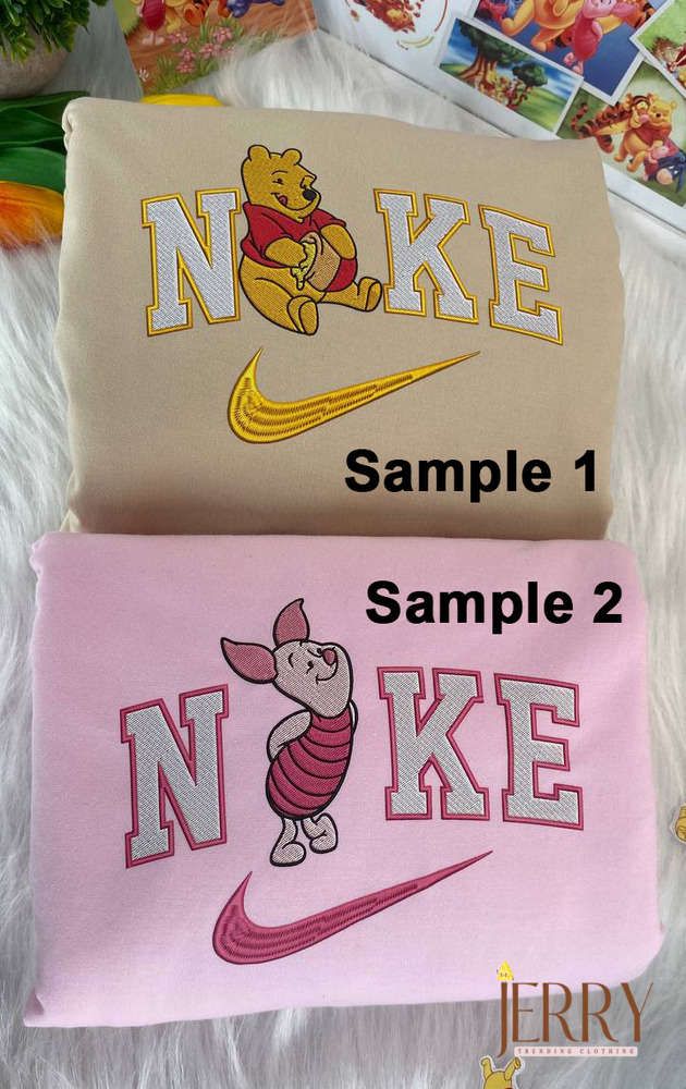 Introducing the Piglet Winnie the Pooh Disney Nike Embroidered Sweatshirts! Dive into a world of childhood nostalgia and cozy comfort with these delightful sweatshirts. Featuring an adorable Piglet design from the beloved Winnie the Pooh series, these sweatshirts are crafted with meticulous attention to detail and embroidered with the iconic Nike logo. Made from premium quality materials, they offer unrivaled softness and warmth, perfect for chilly days or lazy evenings. With their relaxed fit a Embroidered Clothes Ideas, Sweatshirts Ideas, Disney Nike, Winnie The Pooh Decor, Piglet Winnie The Pooh, Childhood Dreams, Cute Winnie The Pooh, Cute Nike Outfits, Christmas Gifts For Couples