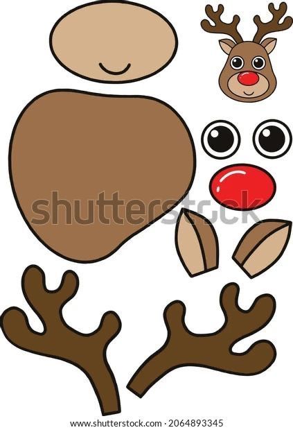 Reindeer Clip Art Free, Deer Craft For Kids, Reindeer Template Free Printable, Reindeer Face Template, Ornaments Template, Deer Craft, 3d Christmas Ornaments, Paper Reindeer, Rudolph Crafts