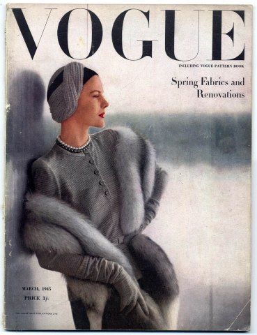 1945 British Vogue Vogue Spring, Vintage Vogue Covers, Vogue Vintage, Fashion 1940s, Vogue Magazine Covers, Diana Vreeland, Fashion Magazine Cover, Fashion Cover, Vogue Pattern