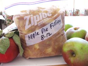 a bag of apple pie filling next to some apples