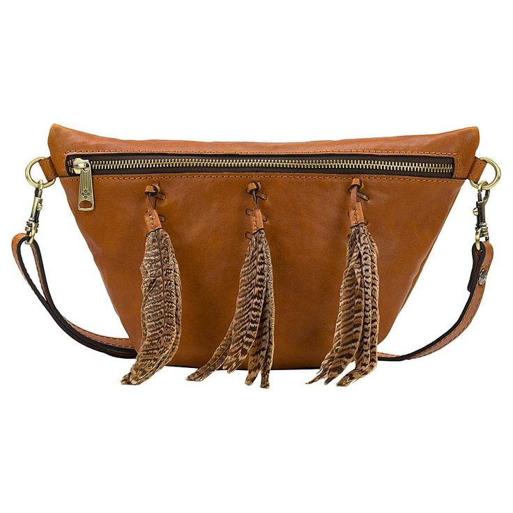 Patricia Nash Tinchi Leather Feather-Accented Convertible Belt Bag If you fancy carrying your essentials in a hands-free way, this bag is for you. The Tinchi is the belt bag that makes a fashion statement. Put it around your waist and have everything right at hand. You can also wear it as a crossbody or drape it over your shoulder. Crafted in glazed Nappa boho, it is adorned with feathers and features a detachable, adjustable strap and a full-length zipper opening for easy access. Leather Handle Pouch Clutch For Travel, Brown Crossbody Clutch For Travel, Leather Clutch Bag For Fall, Leather Handle Crossbody Belt Bag For Travel, Leather Handles Crossbody Belt Bag For Travel, Chic Tote Belt Bag For Everyday Use, Everyday Shoulder Belt Bag With Detachable Handle, Leather Handled Crossbody Belt Bag For Travel, Fall Leather Clutch Bag