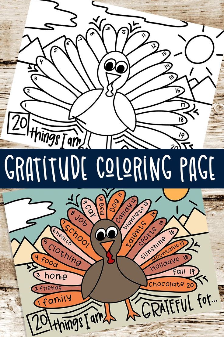 the thanksgiving turkey coloring page is shown on top of a wooden table with text that reads,