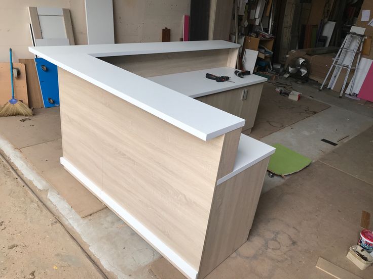 an unfinished kitchen counter in the middle of construction