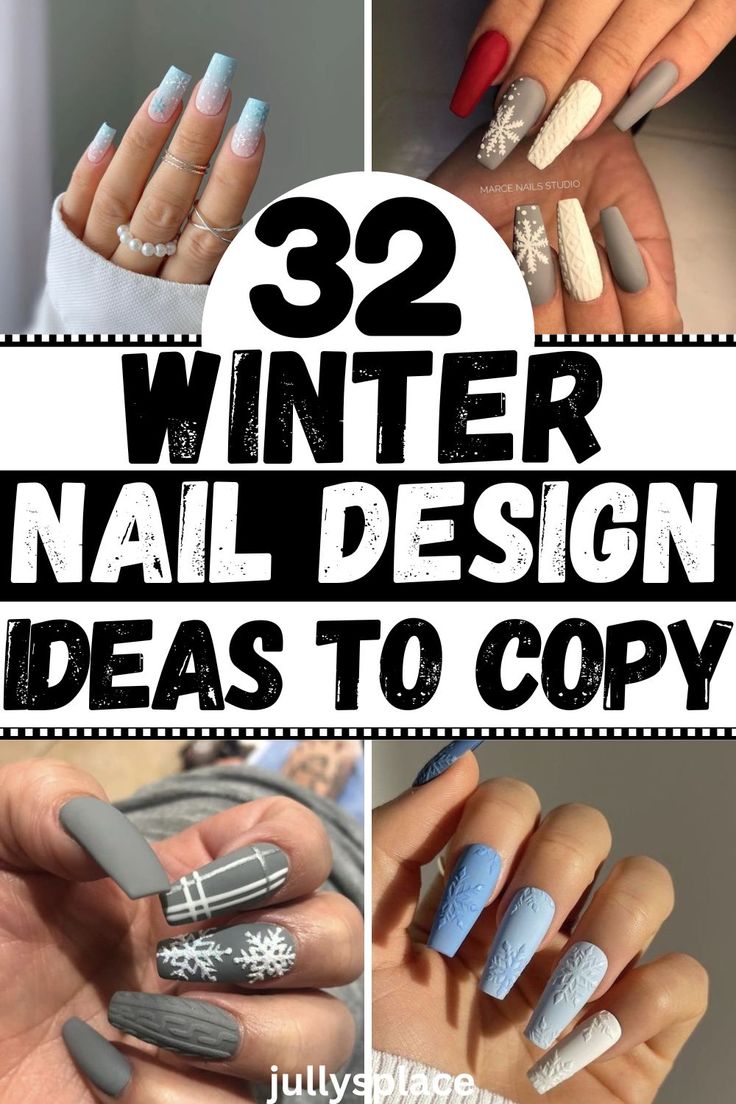 winter nails, winter nail inspo, winter nail designs, long winter nails, short winter nails, winter nail ideas Long Winter Nails, Winter Nails Inspiration, Short Winter Nails, Winter Manicures, Snowflake Nail Design, Winter Nail Ideas, Summer Pedicure, Winter Manicure, Foot Tattoos For Women