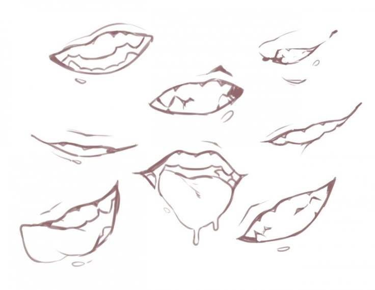 a drawing of lips with different shapes and sizes