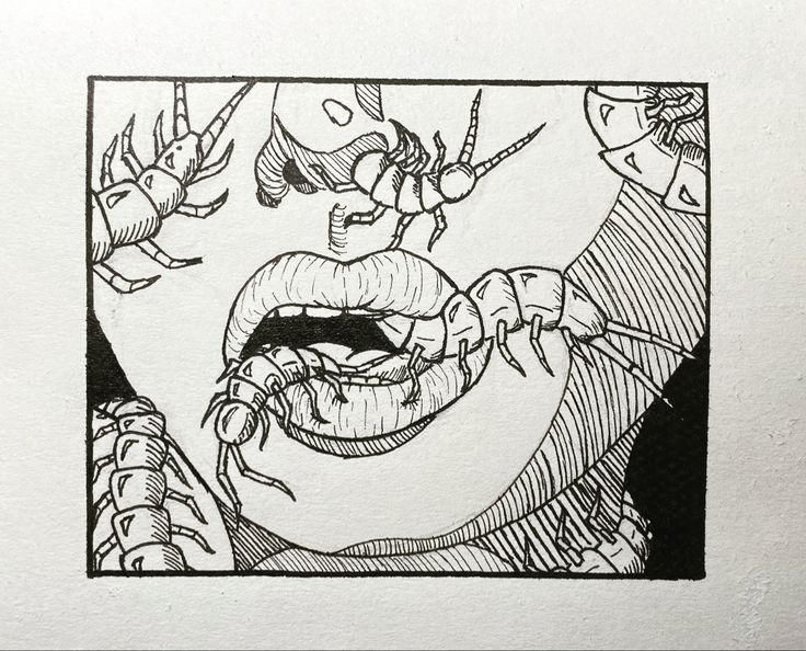 a black and white drawing of a woman's face with lobsters on it