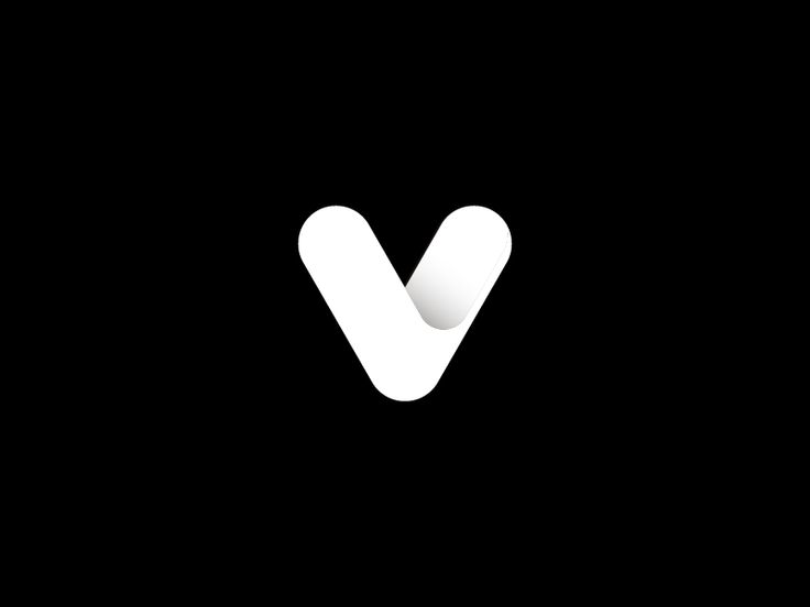 the letter v is white on a black background