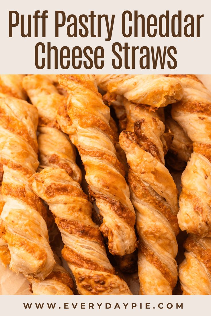 puff pastry cheddar cheese straws with text overlay