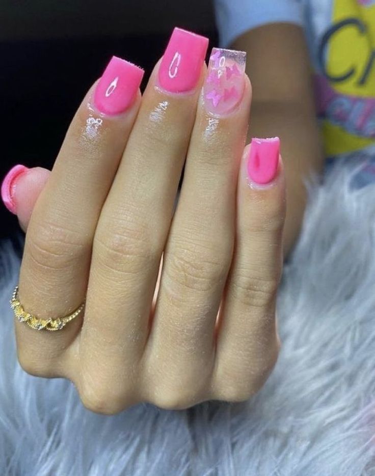 Cute Short Acrylic Nails For School Kids, Pink Short Acrylic Nails Designs, Nail Ideas Plain Colors, Makeup For 6th Graders, Nails For 8th Grade, Birthday Nails 12, Nails For 6th Graders, Short Birthday Nails, Acrylic Nails Short Square