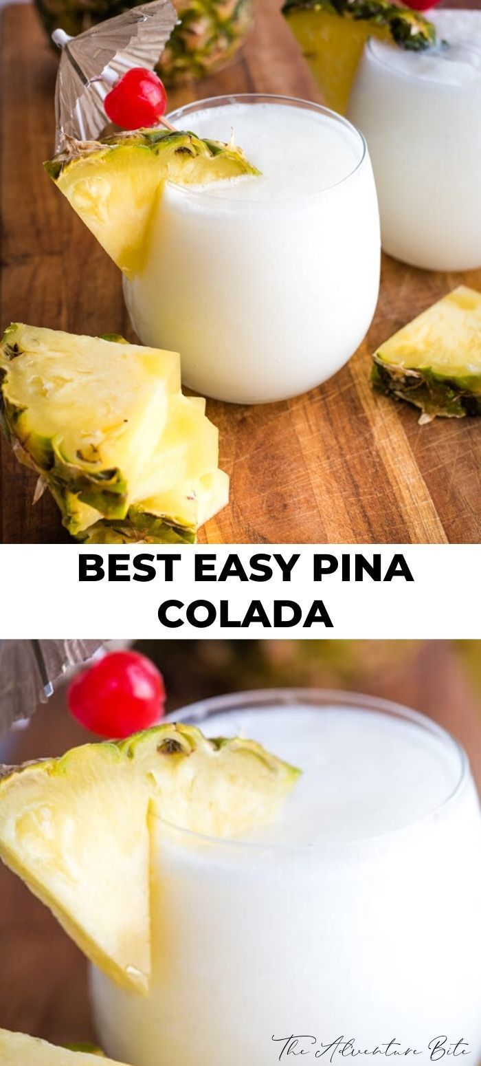 pineapples are garnished with whipped cream and cherries for the best easy pina cola recipe