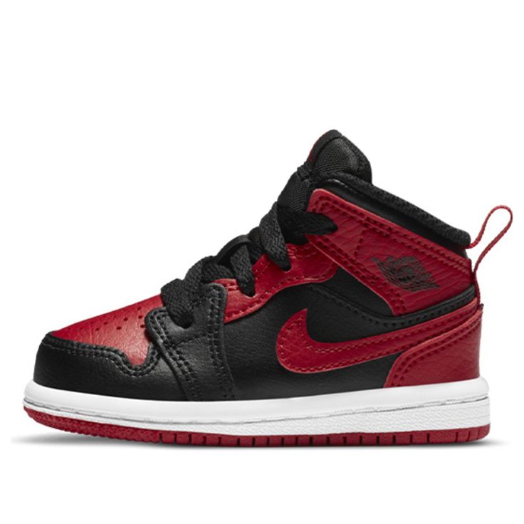 Air Jordan 1 Mid TD 'Banned' Black/University Red/Black/White Infant/Toddler Shoes Gifts For Newborns, Retro Basketball Shoes, Latest Sneakers, University Blue, Air Jordan 1 Mid, Jordan 1 Mid, Newborn Baby Gifts, Toddler Shoes, Air Jordan 1