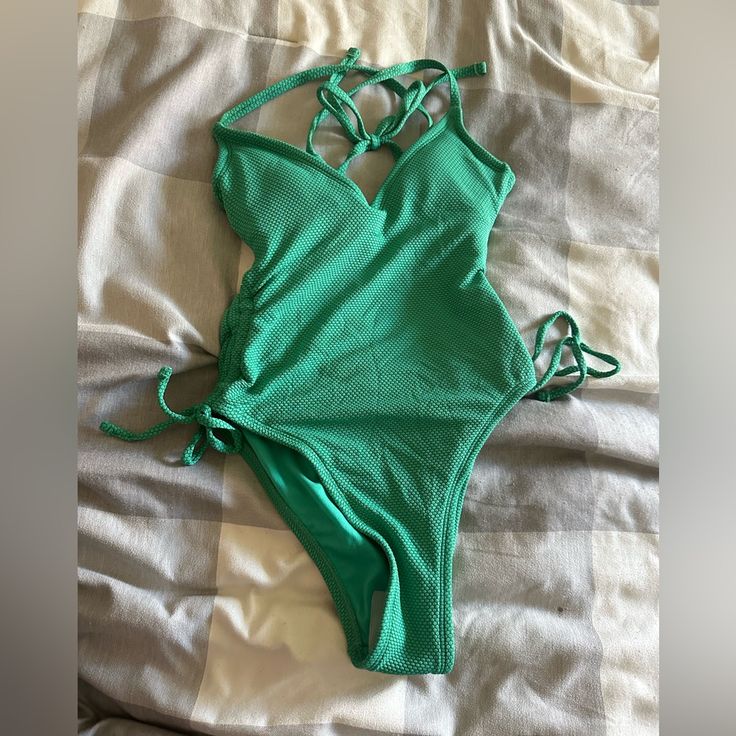 Stoney Clover Green Swimsuit Green Bodysuit For Beach Party, Green Bodysuit For Beach Season Party, Backless Green One-piece For Summer, Green Beachwear Bodysuit For Beach, Green Beachwear Bodysuit For Beach Party, Green Summer Bodysuit For Pool, Green One-piece Bodysuit For The Beach, Green Summer Bodysuit For Beach Party, Green Backless Swimwear For Beach Party