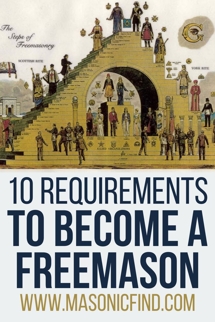 an advertisement for freemason com with images of people on top of stairs and the words, 10 requirements to become a freemason