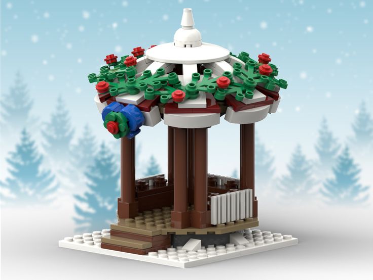 a lego gazebo with christmas decorations on it