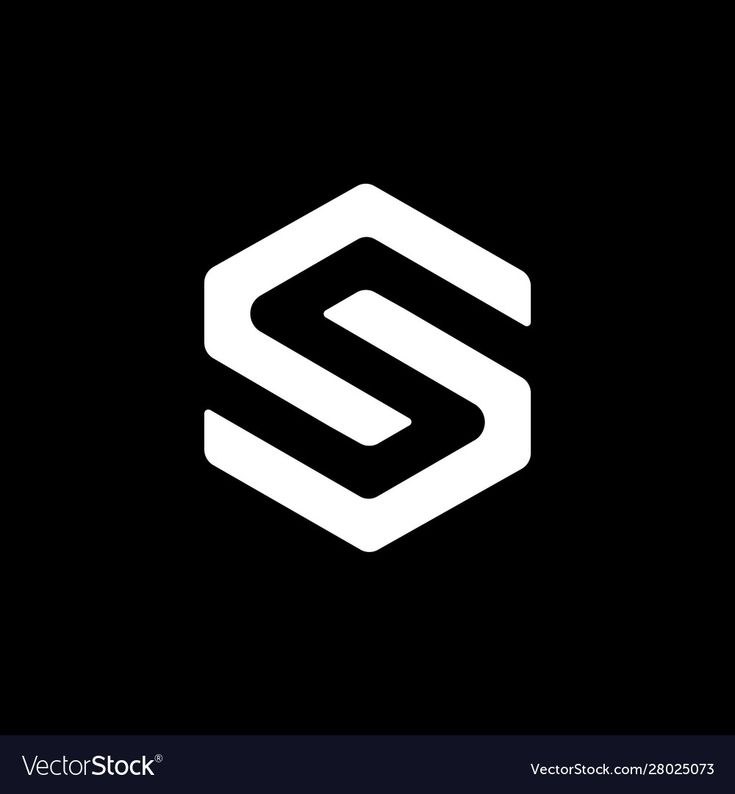 the letter s in a hexagonal style on a black background with white lines