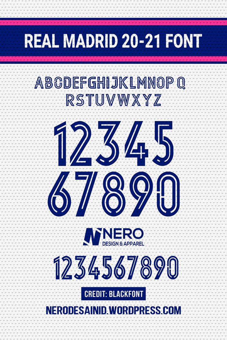 the real madrid 20 - 21 font and numbers are displayed in this graphic design style