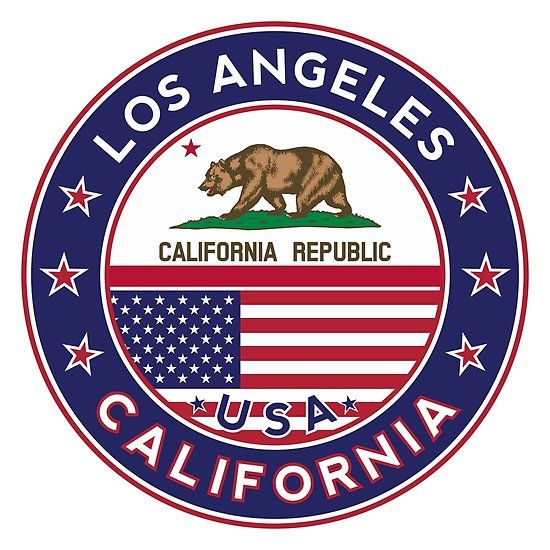 the california state seal with an american flag