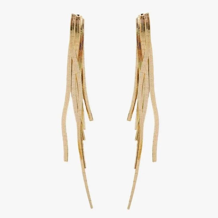 The Tiny Details Skinny Gold Cascading Tassel Earrings