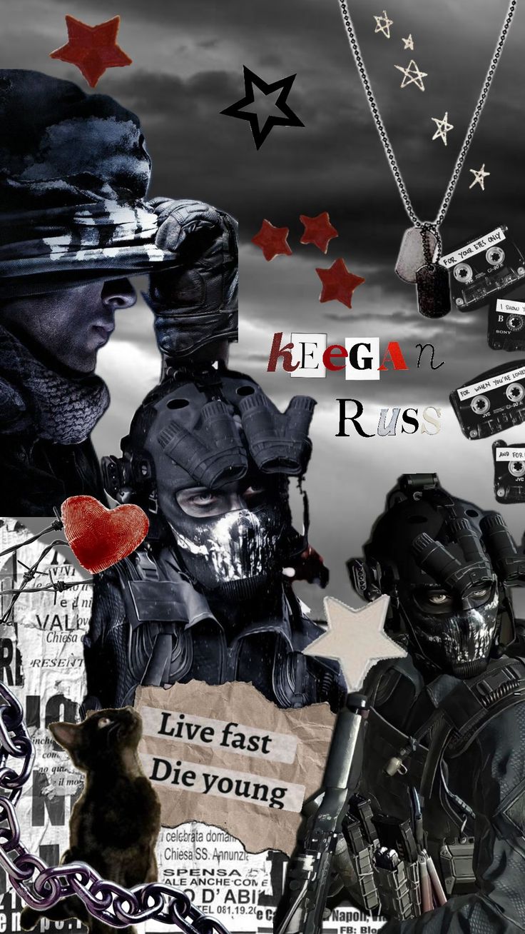 collage of black and white images with red hearts, stars, and words on them