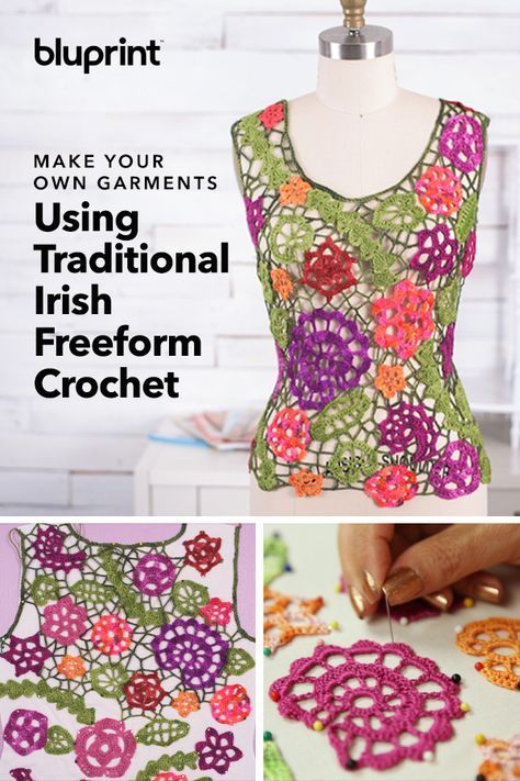 crochet pattern instructions for using traditional irish freeform crochet to make your own garments