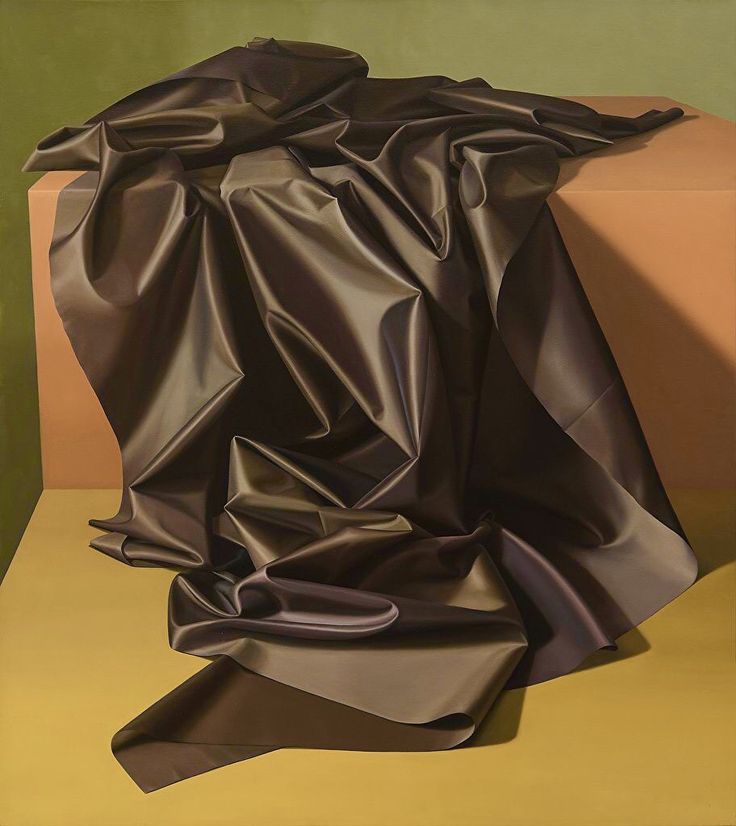 a painting with black cloth on top of it