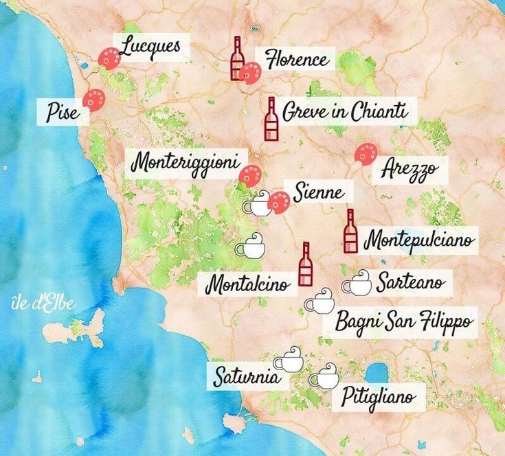 a map with wine bottles on it and the names of different wines in french language