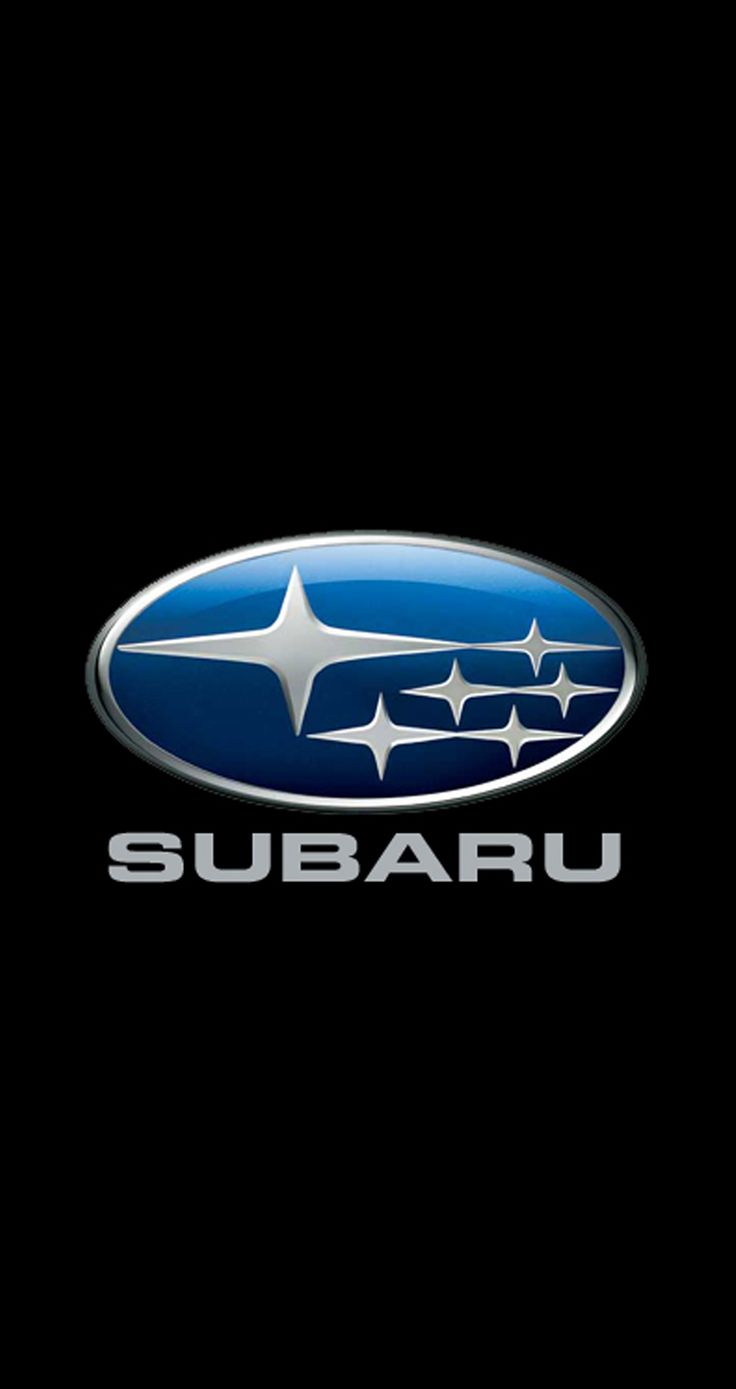 the subaru logo is shown on a black background with white stars and silver letters