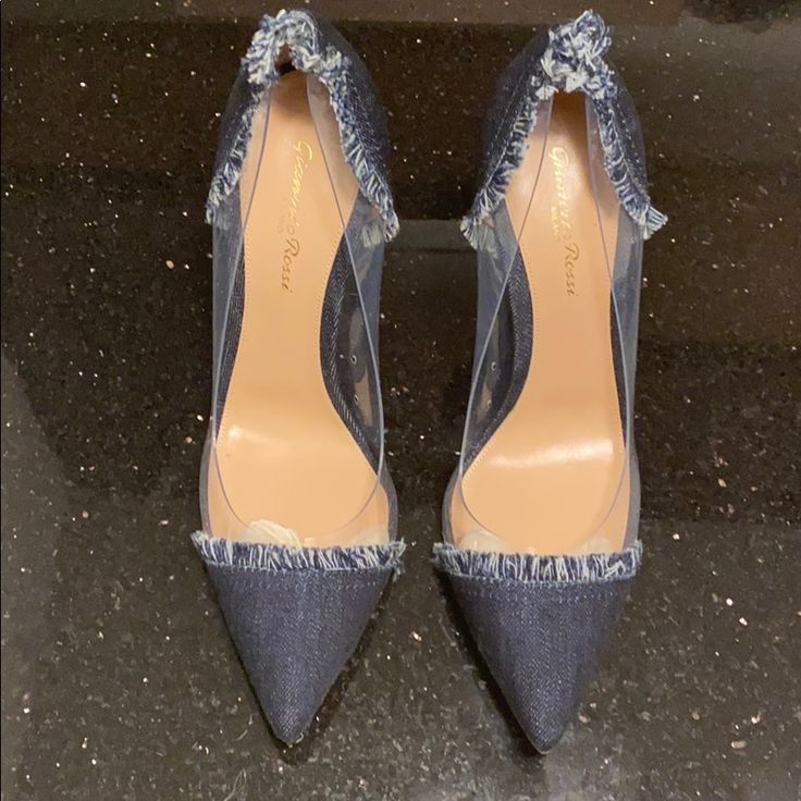 Brand New, Never Worn Gianvito Rossi Plexi Pumps In Denim With Fray Details. Size 39.5 Made In Italy. Comes With Original Wrappings, Quality Card, Dust Bag, And Box. Please Be Familiar With Your Sizing As They Run A Half To Full Size Small. Elegant Denim Heels With Round Toe, Chic Denim Heels With Round Toe, Chic Denim Heels With Pointed Toe, Casual Denim Blue Pointed Toe Heels, Denim Blue Heels With Round Toe, Denim Blue Denim Heels With Round Toe, Denim Blue Round Toe Heels, Denim Heels, Gianvito Rossi