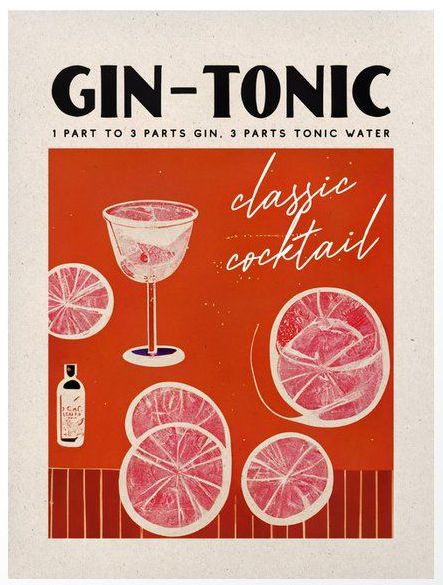 an advertisement for gin - tonic with grapefruits