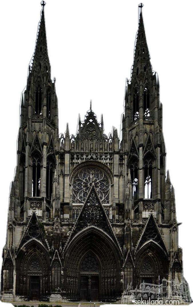 an old gothic cathedral is shown against a white background