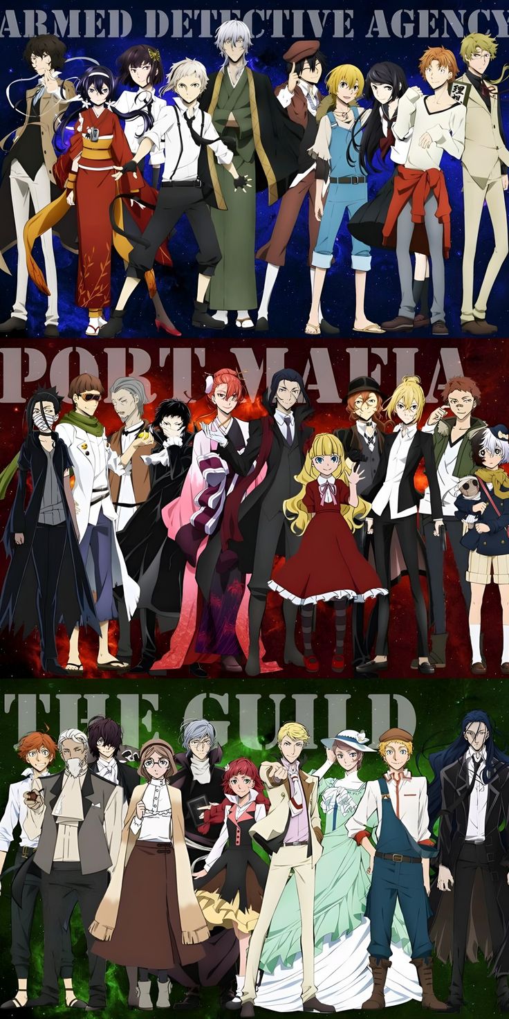 anime characters are standing in front of the same color scheme as they appear to be from different countries