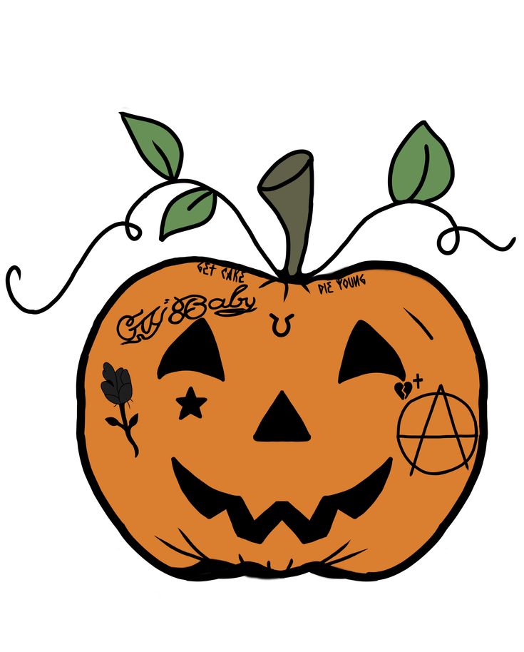 an orange pumpkin with green leaves on it's head and writing that says happy halloween