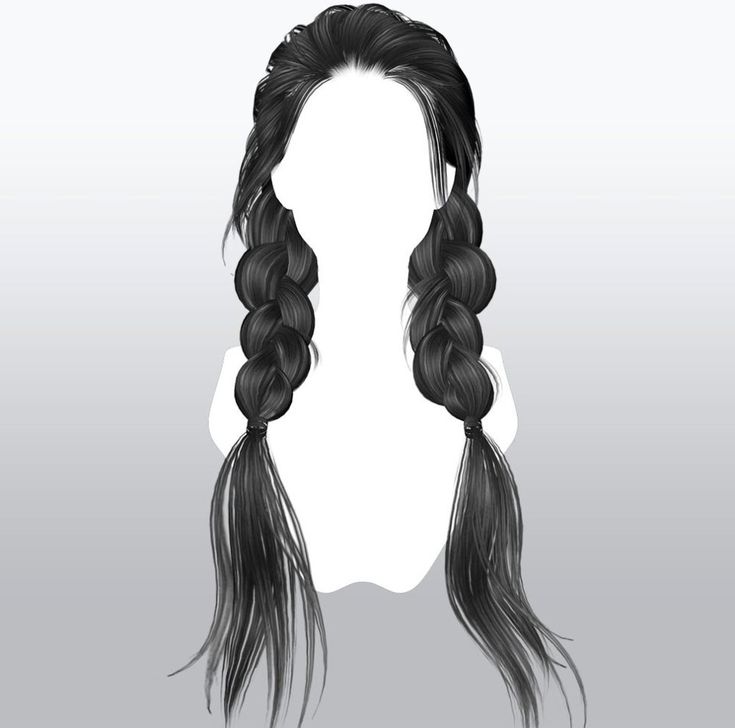 a drawing of a woman's head with long black hair and braids on it