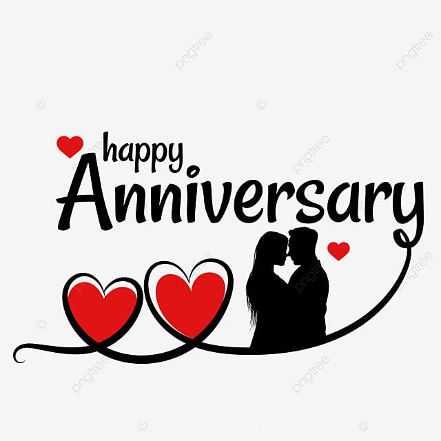 an anniversary card with two hearts and the words happy anniversary in black on a white background