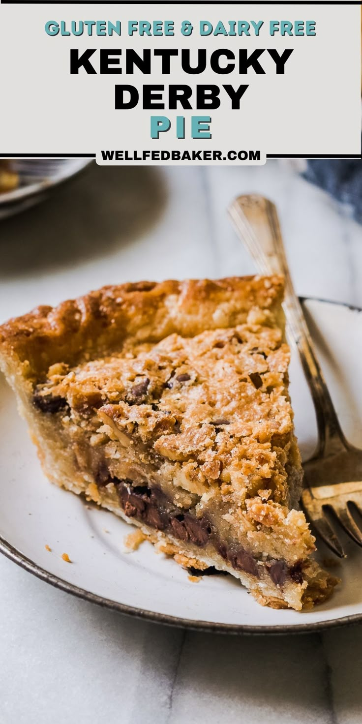 a close up of a slice of pie on a plate with the text overlay